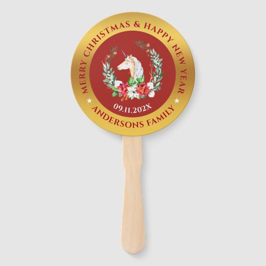 Kerstaeeenhoorn en poinsettia handwaaier (Achterkant)