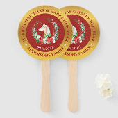 Kerstaeeenhoorn en poinsettia handwaaier (Voorkant en achterkant)