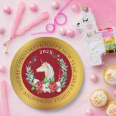 Kerstaeeenhoorn en poinsettia papieren bordje (Feest)