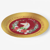 Kerstaeeenhoorn en poinsettia papieren bordje (Gekanteld)