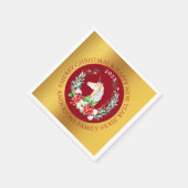 Kerstaeeenhoorn en poinsettia servet (Hoek)