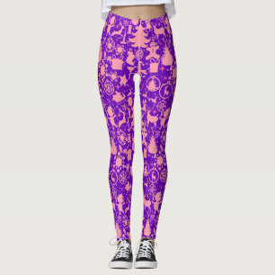Kerstafbeeldingen in Roze en Paars Leggings