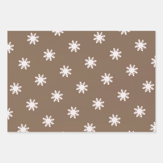 Kerstafbruin sneeuwvlokpatroon inpakpapier vel (Voorkant 2)