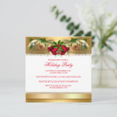 Kerstafeestdag Gold Red bells Baubles Kaart (Staand voorkant)