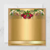 Kerstafeestdag Gold Red bells Baubles Kaart (Achterkant)