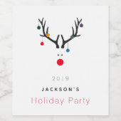 Kerstafeestdag grappige rendierwitrood wijn etiket (Enkel label)