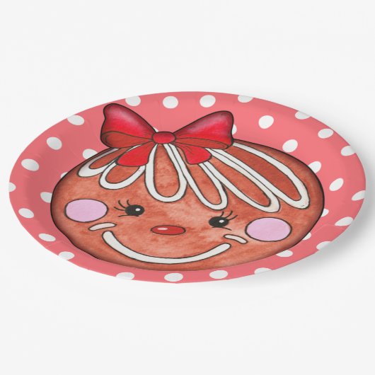 Kerstafeestdag in Girl Gingerbrood Papieren Bordje (Gekanteld)