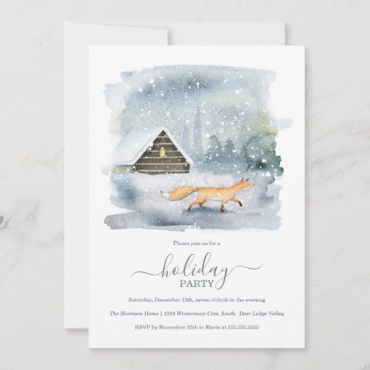 Kerstafeestdag in het winterbos kaart (Voorkant)