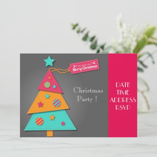 Kerstafeestdag in kleurrijke artisanale kerst kaart (Staand voorkant)