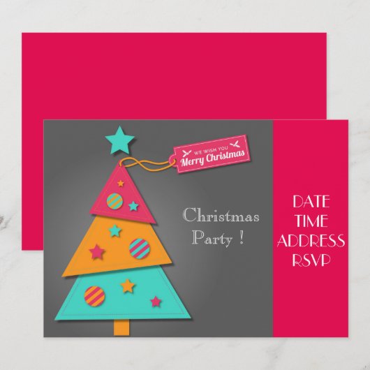 Kerstafeestdag in kleurrijke artisanale kerst kaart (Voorkant / Achterkant)