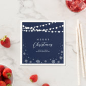 Kerstafeestdag in zee en witte lichten servet (Insitu)