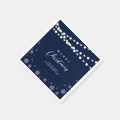 Kerstafeestdag in zee en witte lichten servet (Hoek)