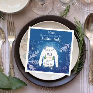 Kerstafeesten lelijke zweten blauwe sneeuwvlokken  servet