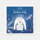 Kerstafeesten lelijke zweten blauwe sneeuwvlokken servet (Voorkant)