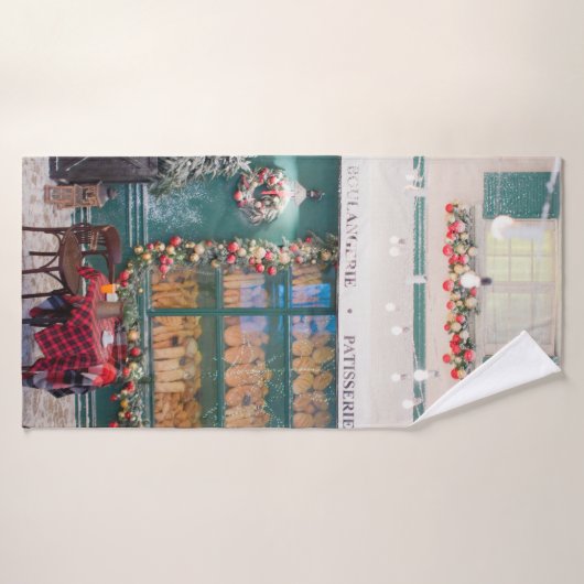 Kerstaffelkamer met kerstdeco badhanddoek (Badhanddoek)