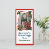 Kerstaffotokaarten, linten en snoep feestdagenkaart (Staand voorkant)