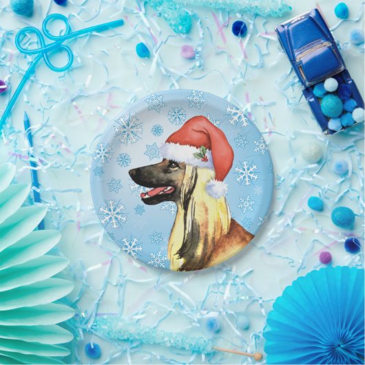 KerstAfghaanse hond Papieren Bordje (Feest)