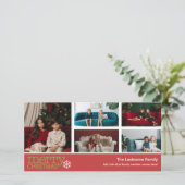 Kerstafoto van Merry - 5 fotocollage Feestdagenkaart (Staand voorkant)