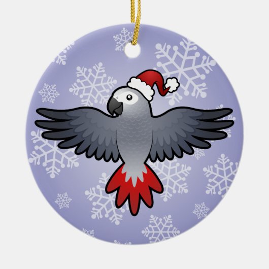 KerstAfrikaanse grijs (gemiddelde vogel) Keramisch Ornament (Voorkant)