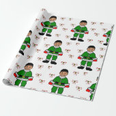 Kerstafro Boy Kind Cute Elf Cadeaupapier (Uitgerold)