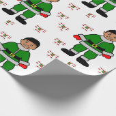 Kerstafro Boy Kind Cute Elf Cadeaupapier (Hoek)