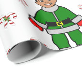 Kerstafro Boy Kind Cute Elf Cadeaupapier (Rol Hoek)