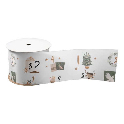 Kerstaftellen Advent Calendar Wrapping Paper Satijnen Lint (Spoel)