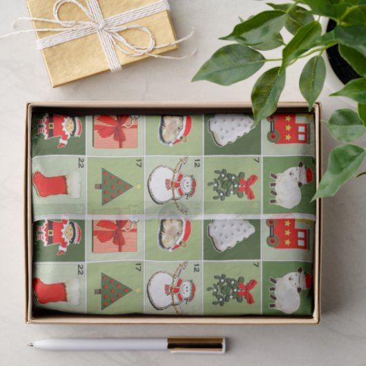 Kerstaftellen Advent Calendar Wrapping Paper Tissuepapier (Geschenk)
