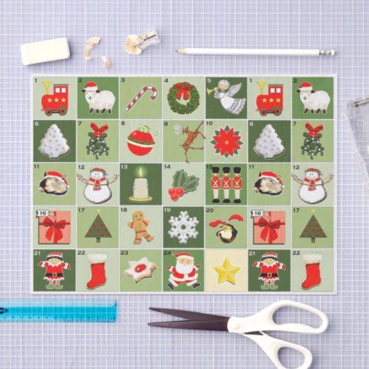 Kerstaftellen Advent Calendar Wrapping Paper Tissuepapier (Craft)