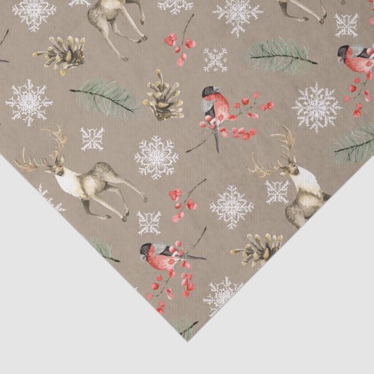 Kerstag en vogelbos Pattern Tissuepapier (Detail)