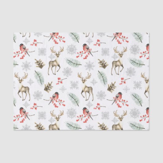 Kerstag en vogelbos Pattern Tissuepapier (Voorkant)