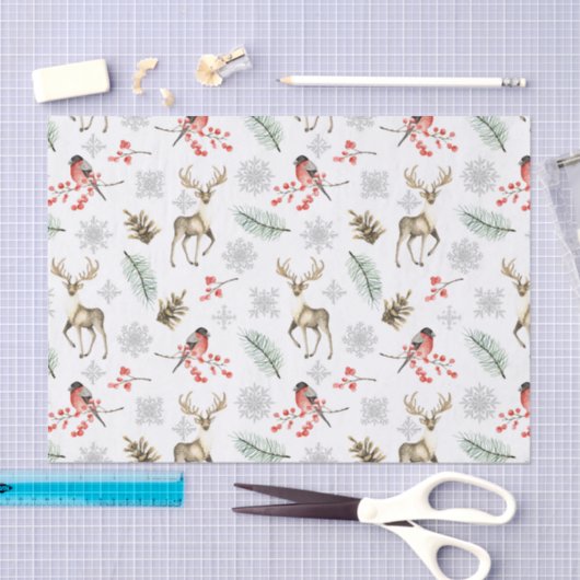 Kerstag en vogelbos Pattern Tissuepapier (Craft)