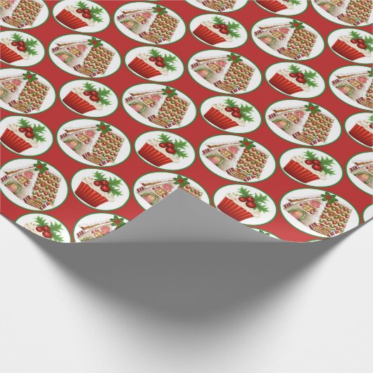 Kerstagebak en cupcakes cadeaupapier (Hoek)