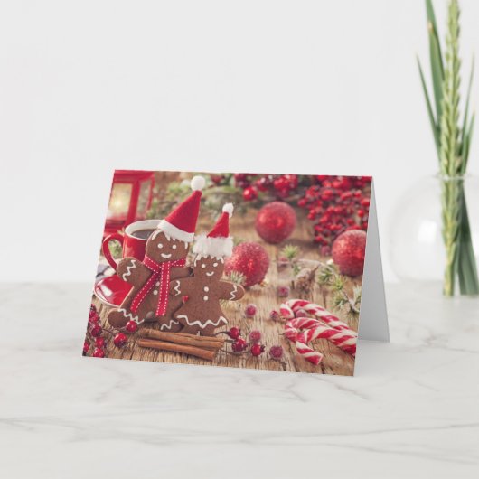 Kerstagebak en warme Drink Feestdagen Kaart (Voorkant)