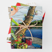 Kerstagebarsten keukengerei inpakpapier vel (In situ)