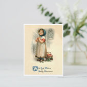 Kerstagebed voor kleine meisjes, religieus,  briefkaart (Staand voorkant)