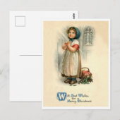 Kerstagebed voor kleine meisjes, religieus,  briefkaart (Voorkant / Achterkant)