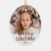 Kerstagefotoversiering | rode glittering keramisch ornament (Rechts)