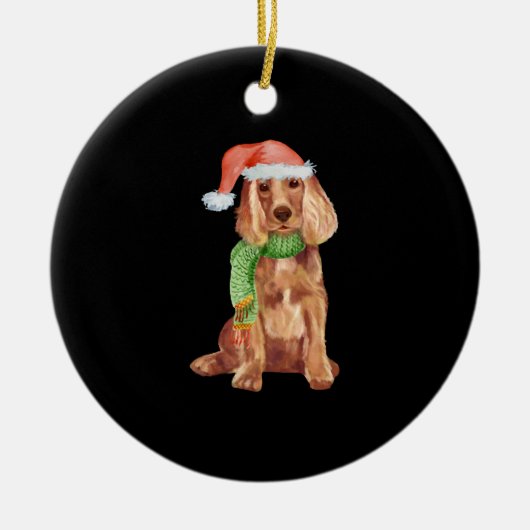 Kerstageillustratie Cocker spaniel Keramisch Ornament (Voorkant)