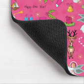 Kerstagel, herten en sneeuwpoppen muismat (Hoek)