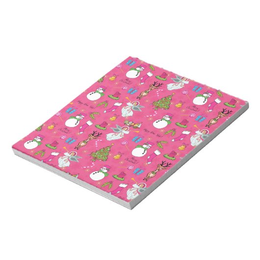 Kerstagel, herten en sneeuwpoppen notitieblok (Linkerzijde)