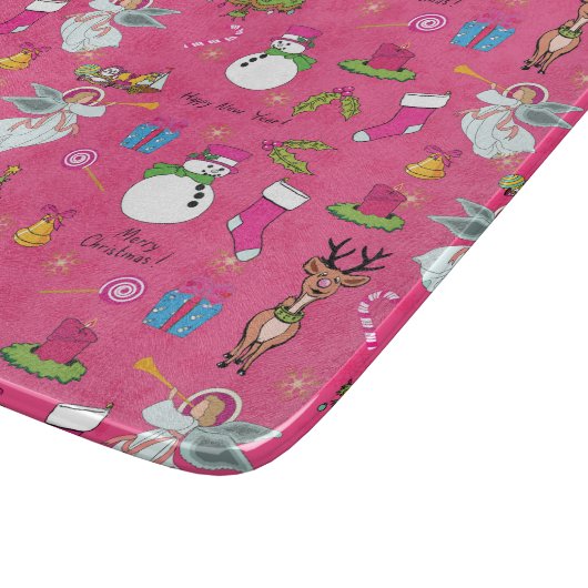 Kerstagel, herten en sneeuwpoppen snijplank (Hoek)