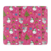 Kerstagel, herten en sneeuwpoppen snijplank (Voorkant)