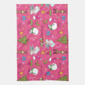 Kerstagel, herten en sneeuwpoppen theedoek (Verticaal)