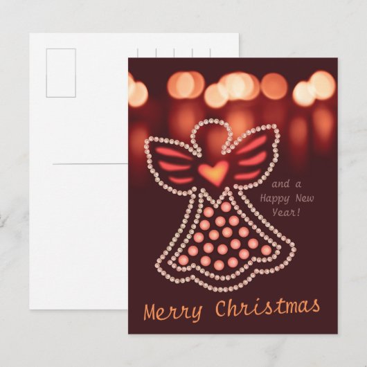 Kerstagel Parels en kaarslicht CC0048 Feestdagenkaart (Voorkant / Achterkant)