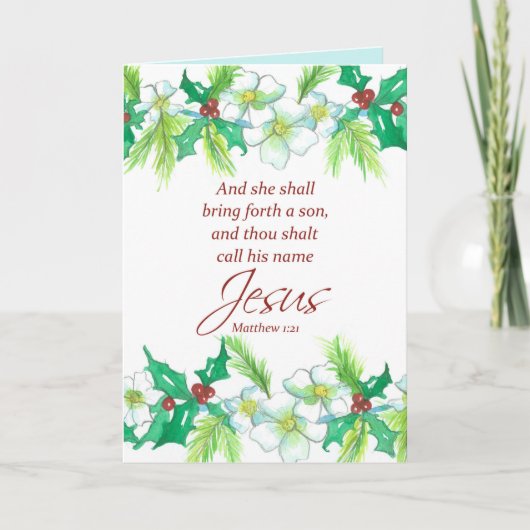 Kerstagetje Verse Matthew Religieuze Kaart (Voorkant)