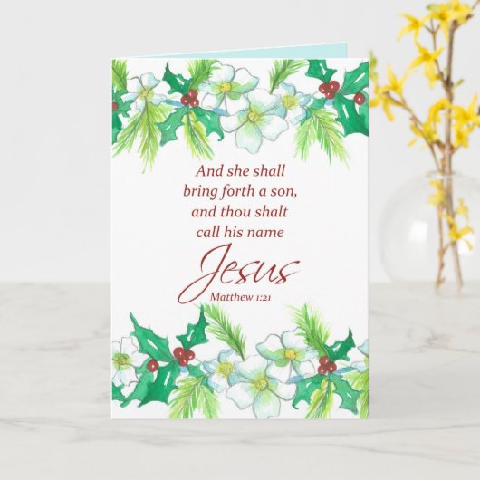 Kerstagetje Verse Matthew Religieuze Kaart (Gele Bloem)