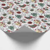 Kerstagetjes kerstbomen  kaarsen cadeaupapier (Hoek)