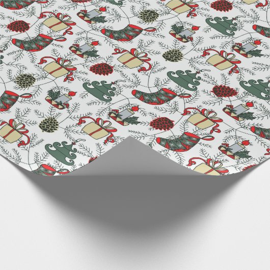 Kerstagetjes kerstbomen  kaarsen cadeaupapier (Hoek)