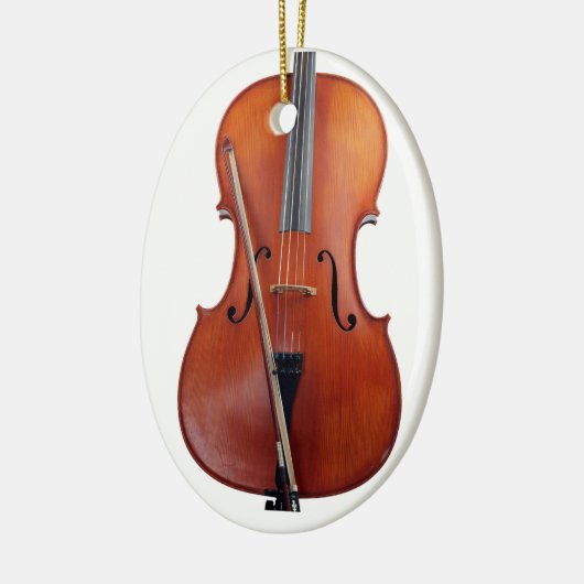 Kerstageversierde Cello Keramisch Ornament (Links)